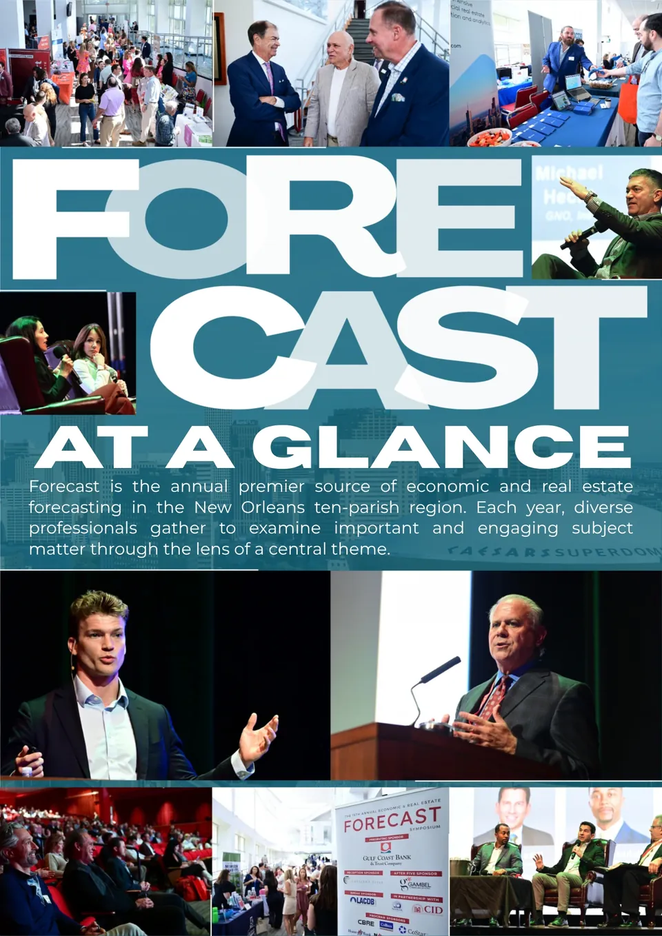 Forecast at a glance. An illustrated introduction to the event, its audience, and its regional relevance.